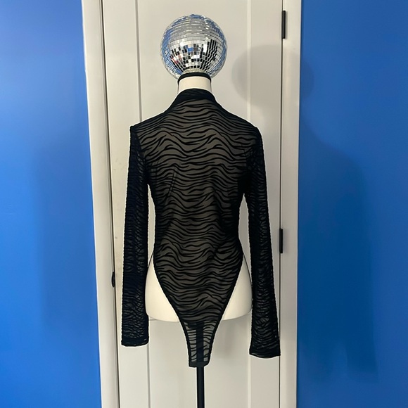 SHEIN black zebra see thru bodysuit never worn - Picture 2 of 7
